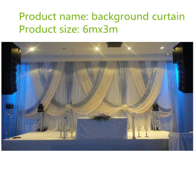 

10ft x 20ft white wedding background with shiny silver swag wedding decoration stage decoration free shipping