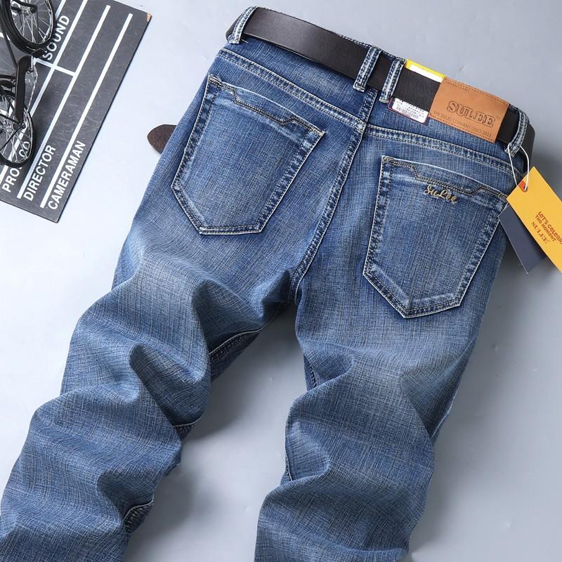 

SULEE Jeans Men Autumn New Men's Blue Jeans Fashion Casual Stretch Denim Trousers Male Brand Pants Straight Solid Clothes