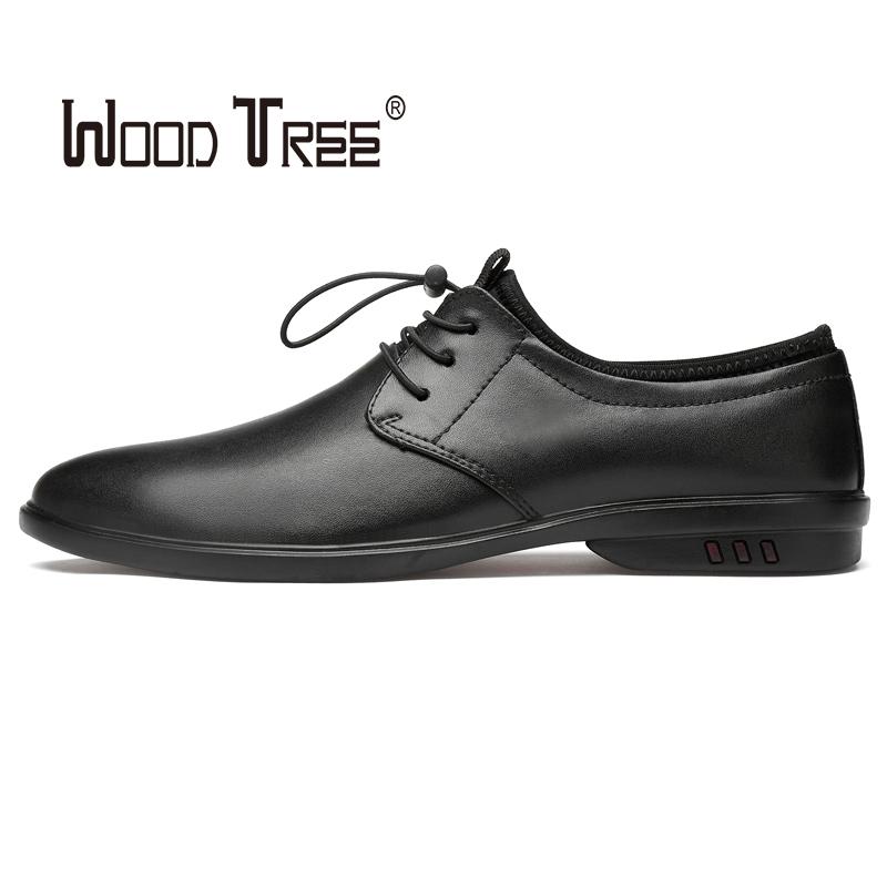 

WOODTREE Black Business Formal Shoes Men Slip On Oxford Leather Men Shoes Casual Breathable Wedding Dress Office 2020