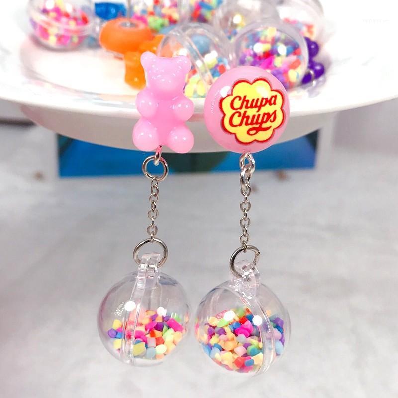 

1Pair stud earring multicolours gummy bear earring resin candy with ball Earrings Fashion Jewelry Gift1