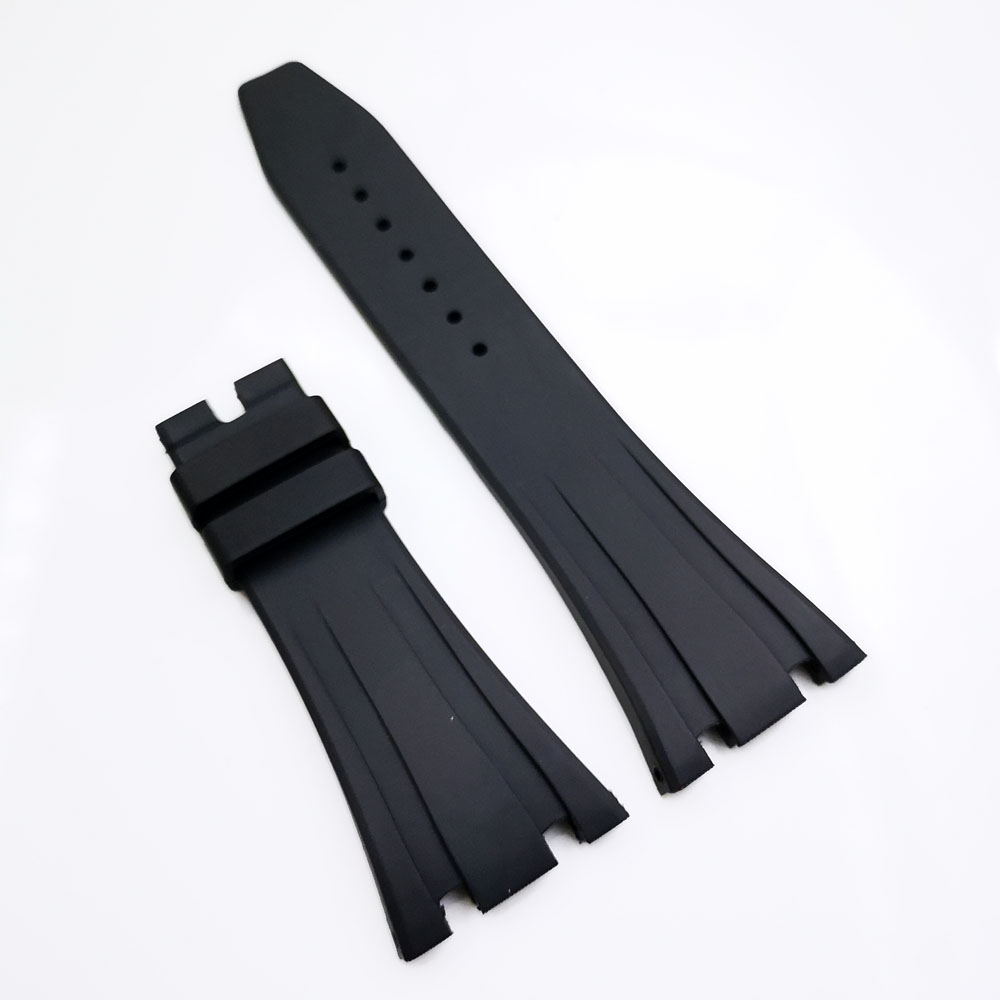 

27mm / 18mm Black Rbber Clasp Strap Watch Band For Royal Oak 39mm 41mm Model 15400 15300