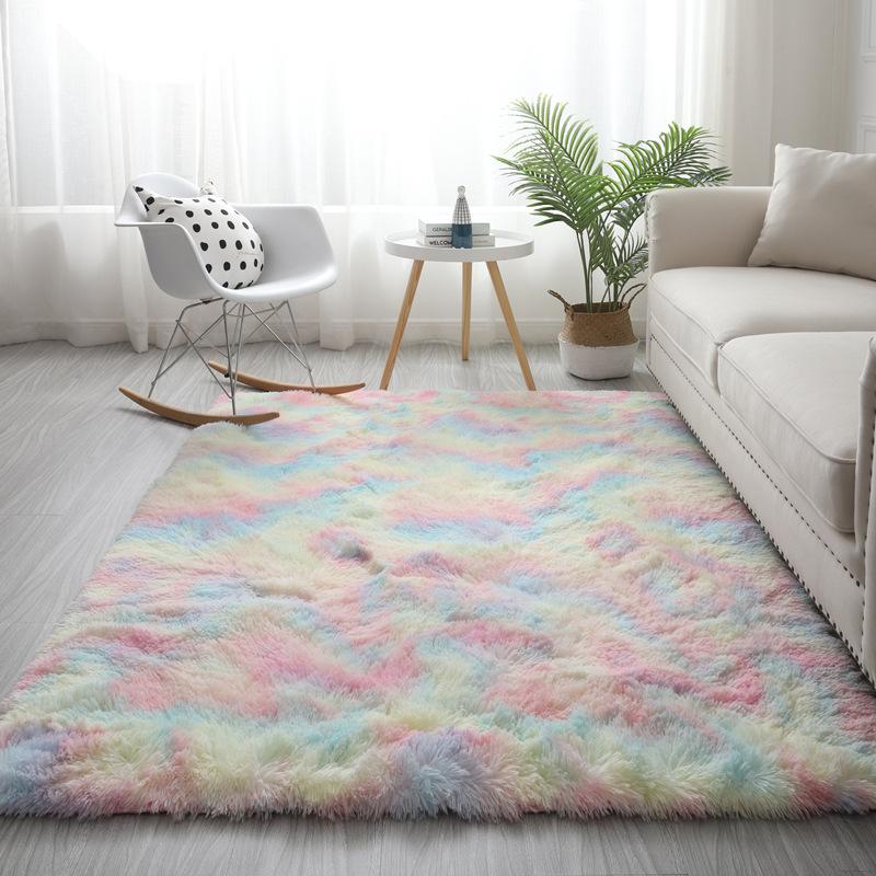 

Rainbow ColorsCarpet Shaggy Girl Room Bedside Rugs Cute Soft Fluffy Plush Rug For Bedroom Nordic Home Decor Floor Mats, Style 11
