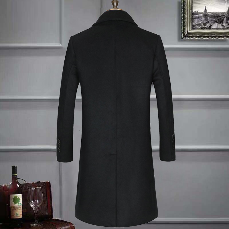 

2021 Male Keep Warm, Winter Quality Wool Thicked Long Coat New Arrival, Big -4xl Sizes B141, Black