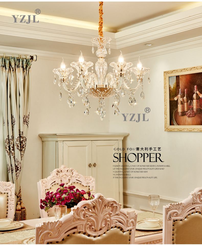 

Chandelier living room hall crystal lamp luxurious atmospheric simple European bedroom dining room lamp crystal chandelier light luxury lamp