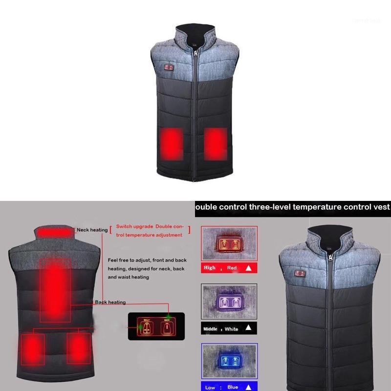 

Winter USB Heating Vest Men Double Switch Electric Heated Vest Jacket for Outdoor Camping Fishing Warm1, Gray