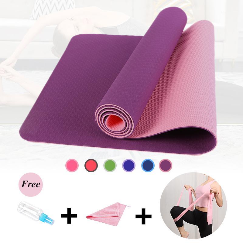 

6MM Yoga Mats for Fitness Non-Slip Double Colors Safe to Use for Beginner Eco-friendly Body Building Exercise Mat Pilate1, Red