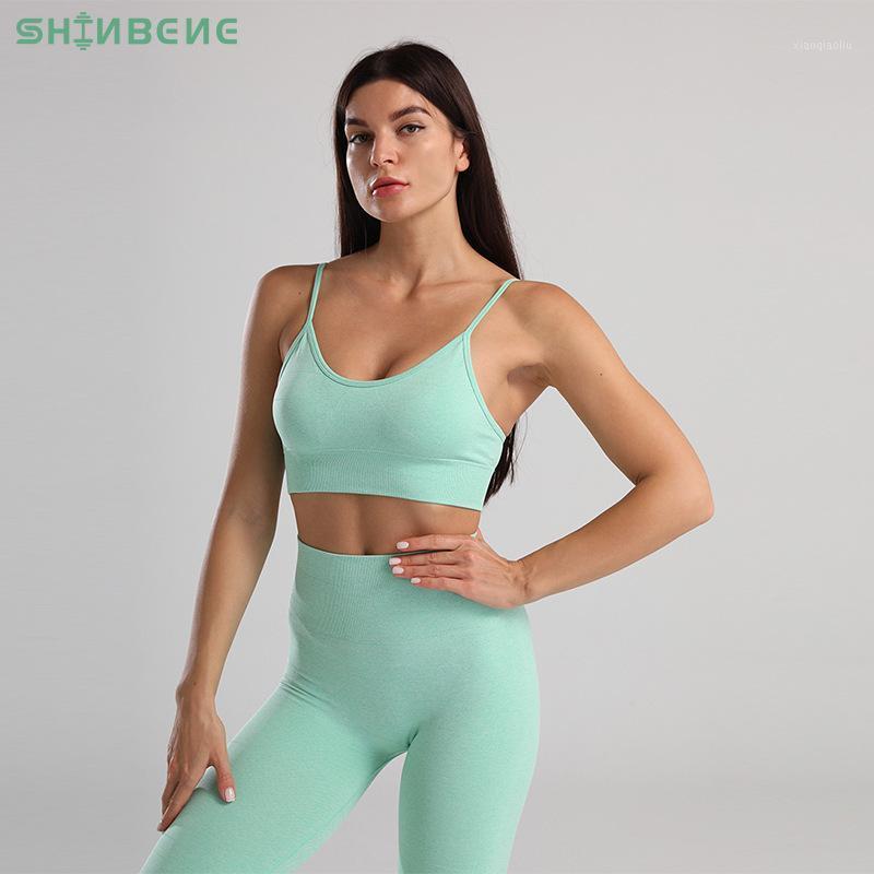 

SHINBENE NIGHT REFLECTIVE Sport Workout Suits Women Seamless Gym Running Sets Adjustable Straps Bra+High Waist Legging 2Pcs/Set1, Orange