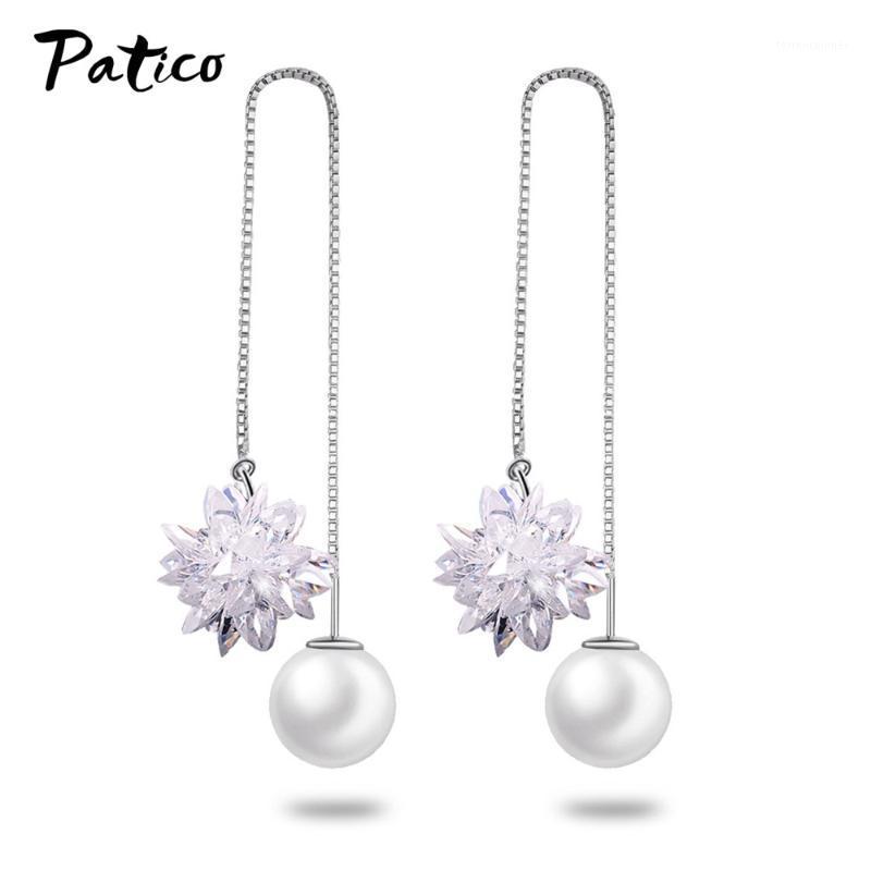

Dangle & Chandelier Boutique Flower Women 925 Sterling Silver Earrings Piercing Korean Sweet Thick Hook Hanging Rings Wedding Jewelry Wholes