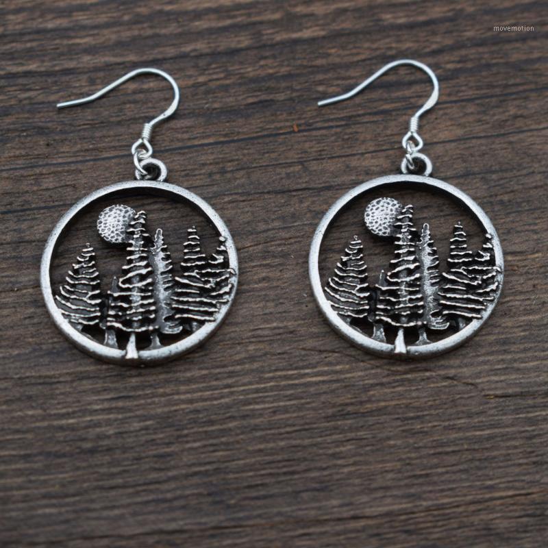 

SanLan 1pair Mountain Forest pine tree earring with hook under the sun camping Hiking gift1