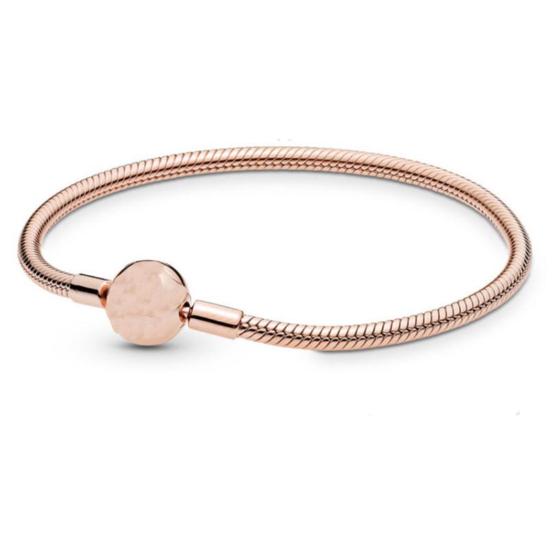 

Women Bracelet Adjustable Pan Do Round Beads for Jewelry DIY Rose Gold Silver Color Base Snake Chain Bangle Charm Gift