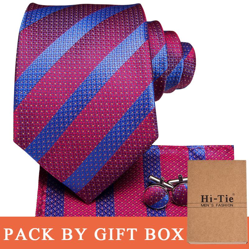 

Bow Ties SN-3169 Red&Blue Striped Tie 8.5cm Silk Jacquard Woven Men Necktie Hanky Cufflinks Set Wedding Classic Pocket Square
