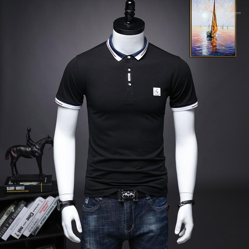 

men's Summer Menswear Slim England Style Solid Men's short sleeve Casual top 2020 new T-shirt Casual T-sh1, White