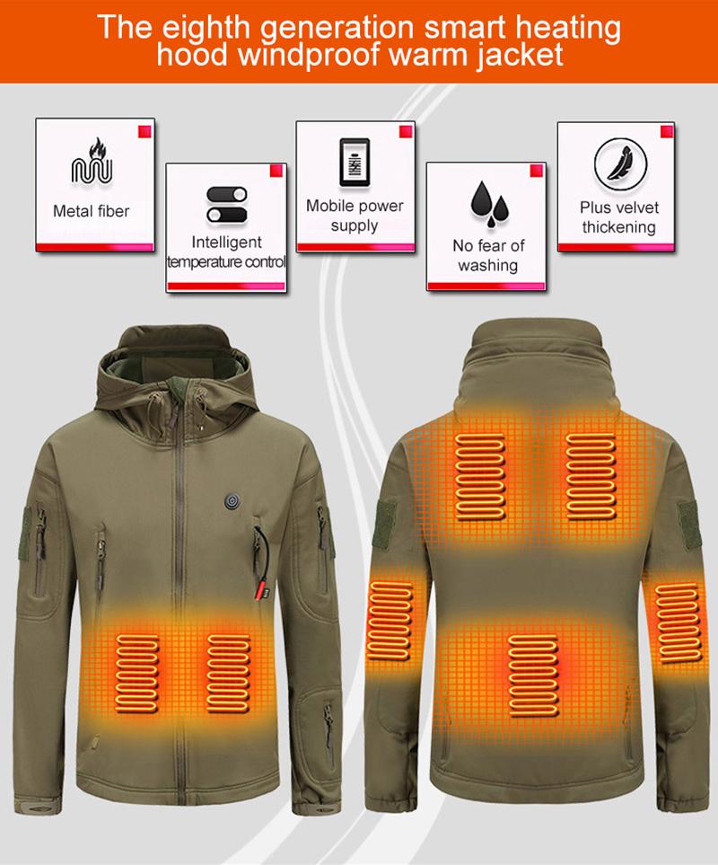 

2021 New 7 Areas Heated Vest Men Women Heated Jacket Winter Fishing Hunting Cycling Jacket USB Thermal Vest Heating Windbreaker, Dark gray