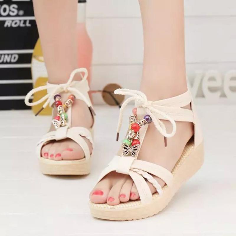 

Women Summer Sandals Women Shoes Bohemia Gladiator Beach Flat Casual Sandals Leisure Female Ladies Slip On Sandalias#g3, White