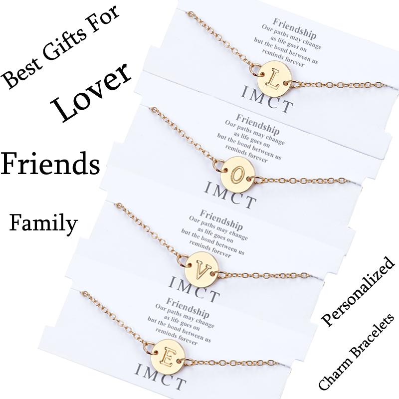 

Fashion Gold Color Letter Bracelet & Bangle For Women Simple Personalized Charm Bracelets Pulseras Mujer Jewelry Party Gifts