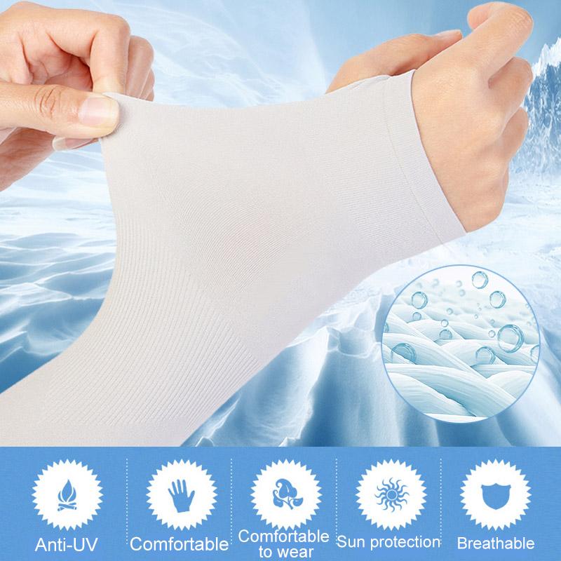 

1 Pair Ice Cooling Sport Arm Sleeves UV Sun Protection Arm Cover for Sport Cycling Climbing, White