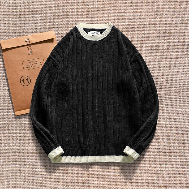 

Casual Loose Man Sweaters Fashion Crewneck Winter Pullover Knitted Oversized Man Sweaters Pull Hiver Men's Clothing DB60MY, Black