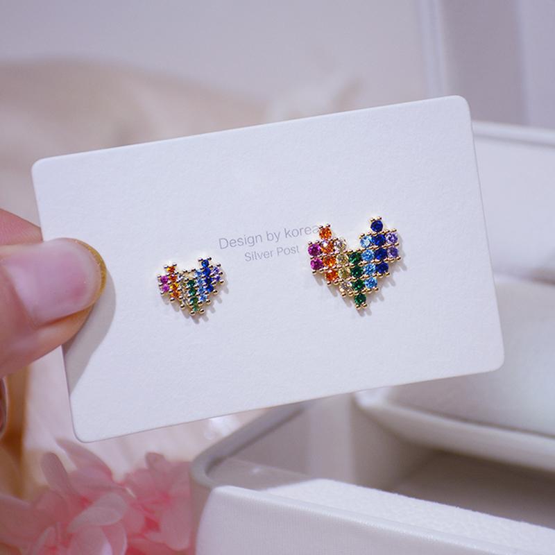 

Stud Novel Color Heart Shiny Crystal Asymmetric Earrings For Women Designer Luxury Jewelry High Quality Zircon S925 Needle