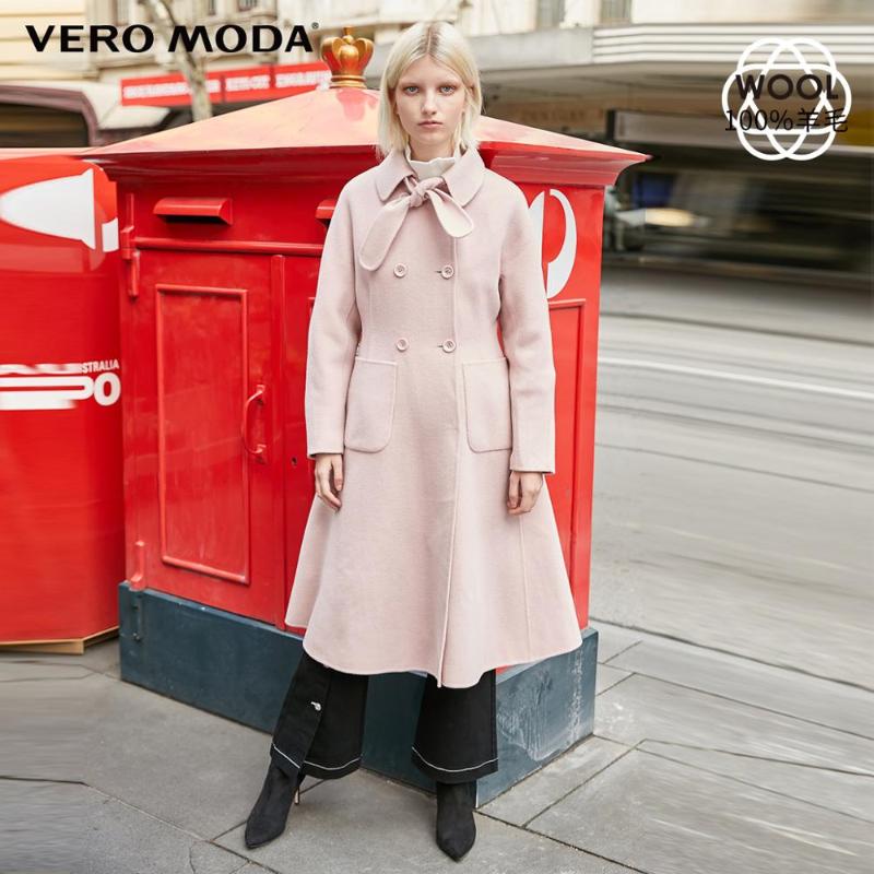 

New 100% Wool Decorative Bowknot Double-faced Woolen Overcoat | 319427509, Mushroom cream mel.