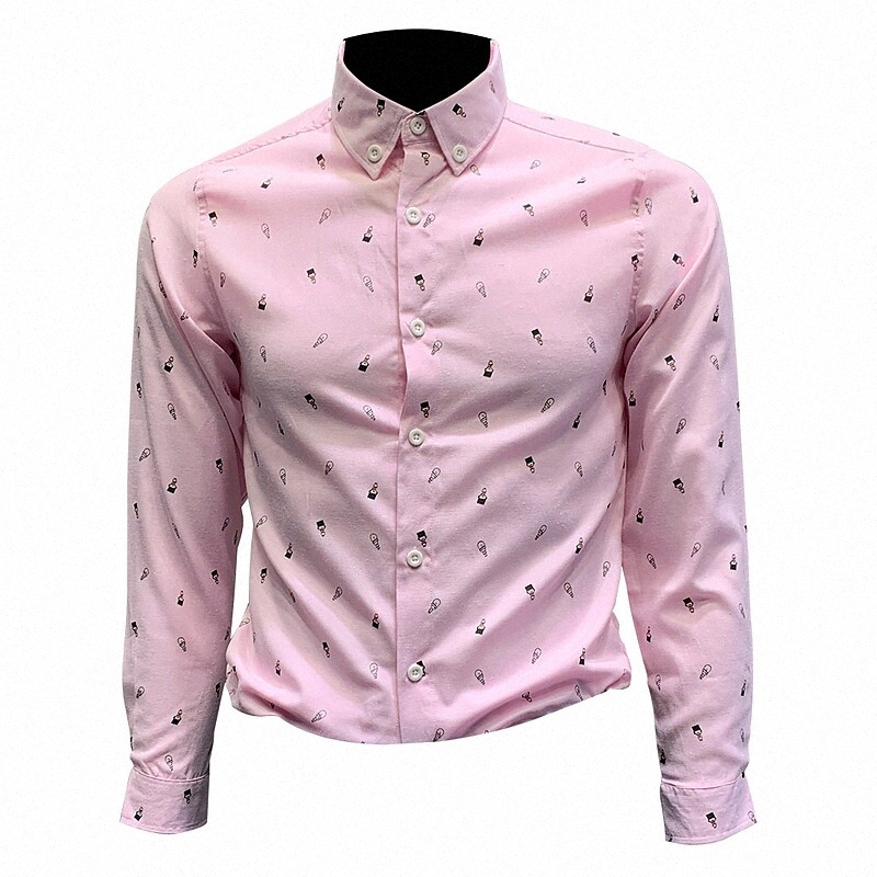 Chemise Hommes Collier Floral Collier Casual Bouton Décontracté Top à manches longues Coton Casual Fashion Confortable Rose 35DK #