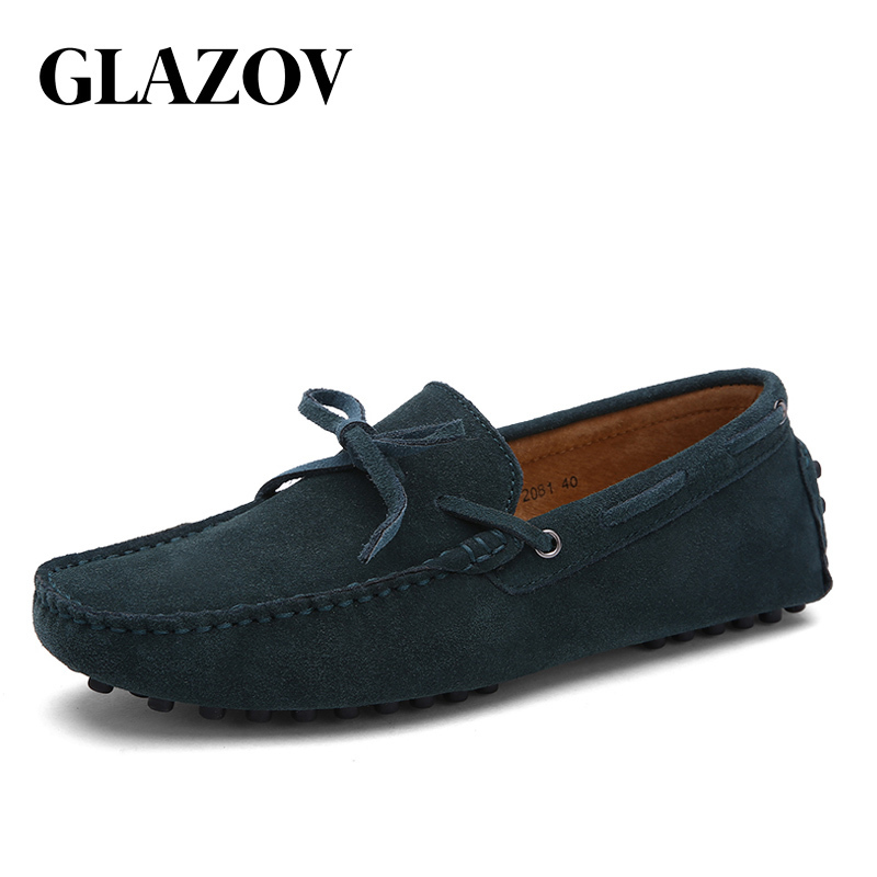 

GLAZOV Brand Big Size 38-49 Cow Suede Leather Men Flats New Men Casual Shoes High Quality Men Loafers Moccasin Driving Shoes 201103, Navy