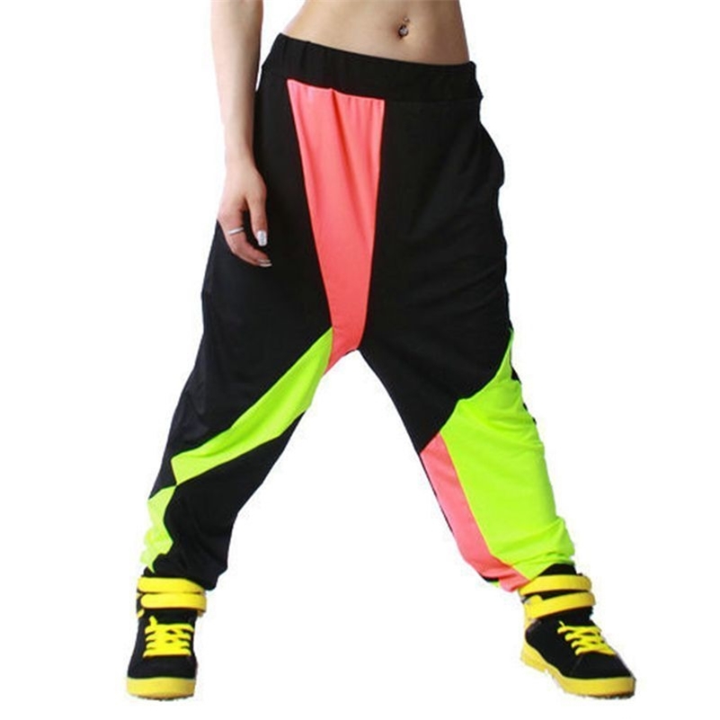 

Kids Adult Brand Spring Summer Sweatpants Costumes wear thin Colorful patchwork Panelled jazz trousers harem Hip Hop Dance Pants LJ201019, Picture color