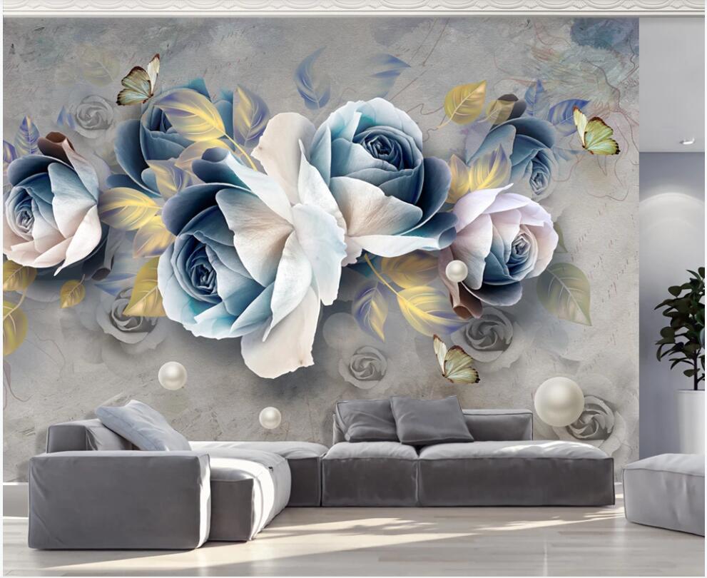 

3d wallpaper custom photo European style retro embossed rose flower home decor 3d wall murals wallpaper for walls 3 d living room, Non-woven wallpaper