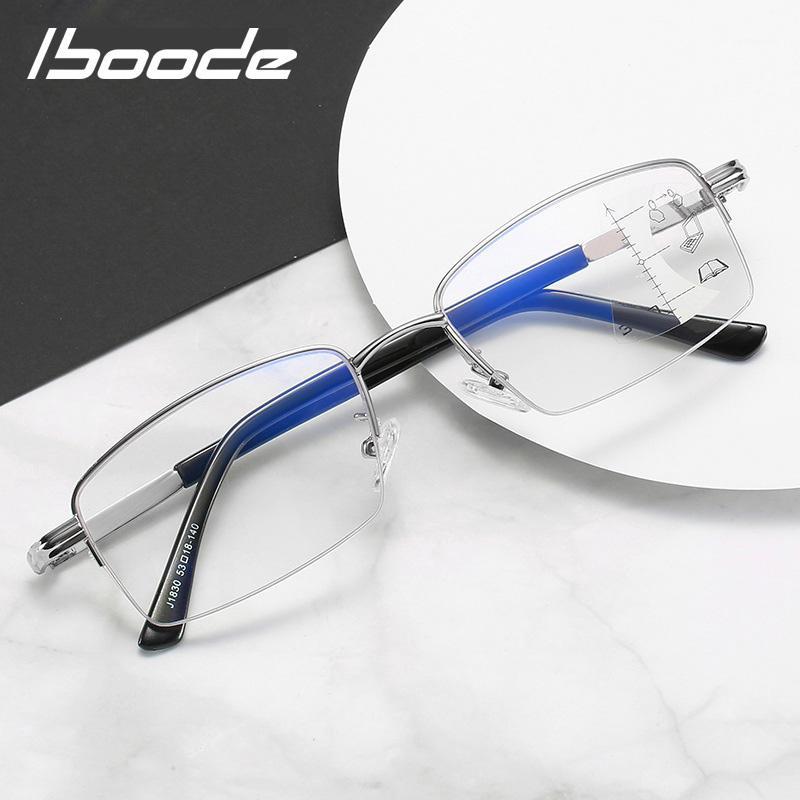 

iboode Anti-blue Light Progressive Multifocal Reading Glasses Women Men Classic Fashion Frame Presbyopic Glasses +1.0 to 3.51