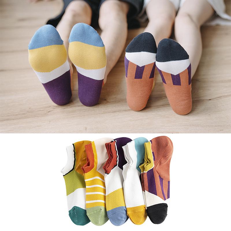

PEONFLY Men Casual Summer Ankle Socks Colorful Happy Funny Combed Cotton Striped Novelty Hip Hop Tendy Short Socks, Light blue sock head