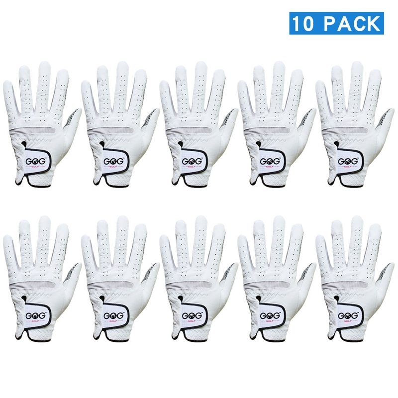 

Pack of 10 Pcs Men's Golf Gloves Wear on Left Hand Gloves Soft Breathable Pure Sheepskin slip-resistant design 201112
