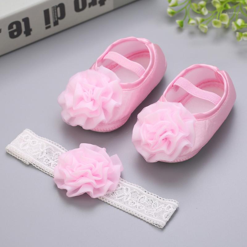 

Sweet Baby Shoes Girls 1PC Hair Belt+Flowers Applique Soft Sole Single Shoes Soft Sole Sneakers First Walker Scarpe Neonata @401