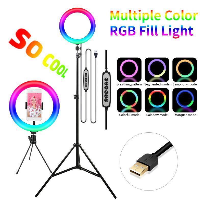 

Vtopek 10 12 inch RGB Ring Light With Tripod Phone Clip Selfie Colorful Photography Lighting for TikTok Vlogging YouTube Live1