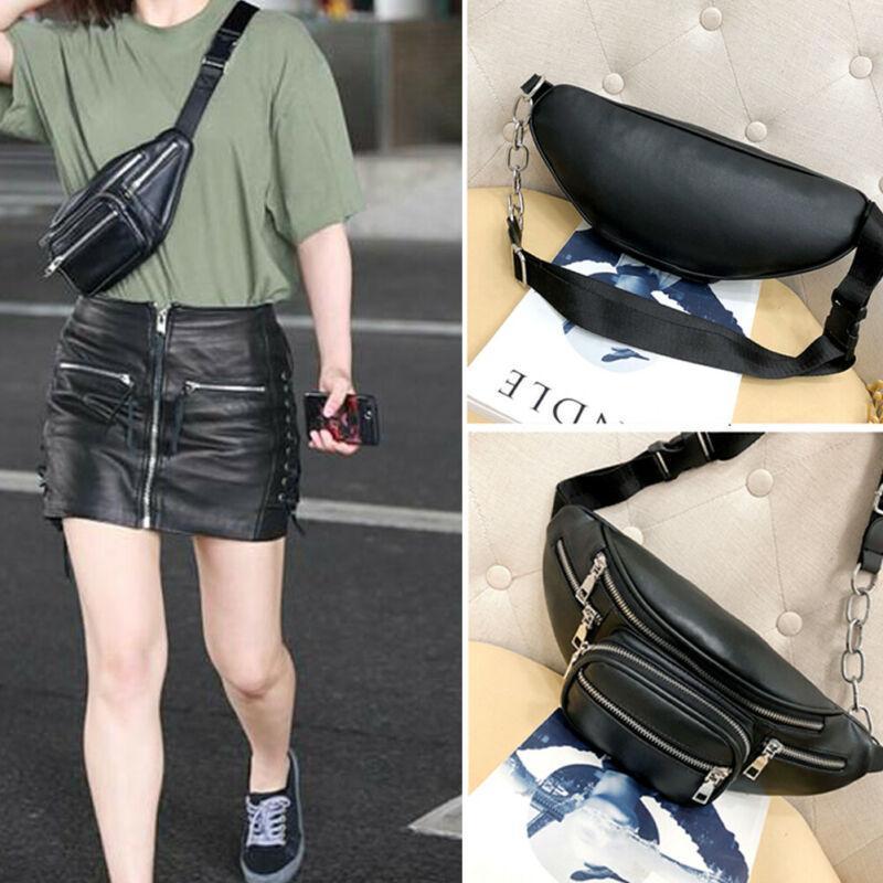 

Leather Black Waist Bag Men Belt Pack New Fashion Women Chest Handbag Unisex Travel Waist Bags Ladies Belly Pack Phone Pouch1
