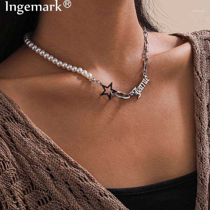 

Goth Imitation Pearl Choker Necklace Women Silver Color Iron Star Circle Bead Chain Pendant Necklace Aesthetic Christmas Jewelry1