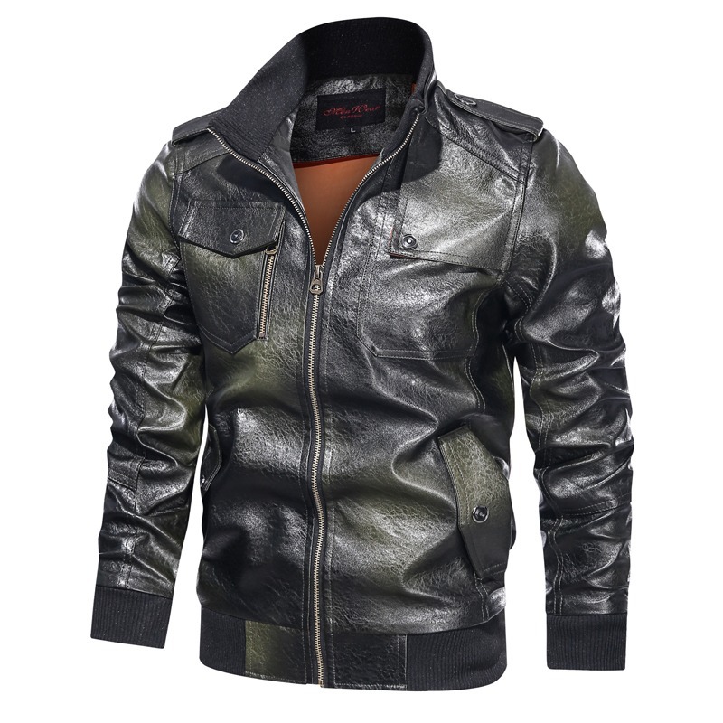 

Mens Jacket Mans Leather Jacket Men Winter Fleece Motorcycle PU Leahter Jacket Male Stand Collar Casual Windbreaker Slim Coat, Brown