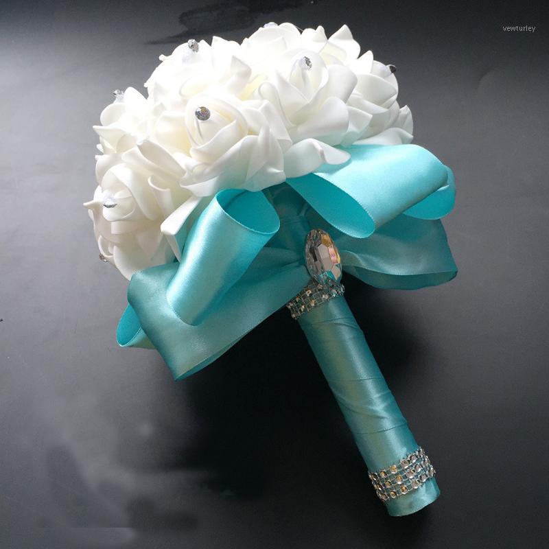 

Wedding Flower Bouquet White Rose Crystal Bouquet Bride Bridesmaid Flower Girl Wand Best Wedding Floral1