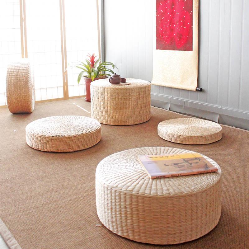 

Tatami Meditation Thick Cushion Ground Japanese Style Pier Kneeling Buddha Rattan Household Cattail Ceremony Stool Futon, Height 6cm