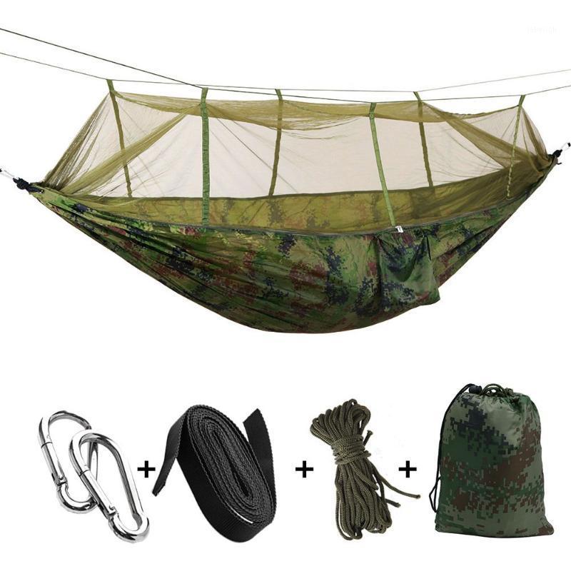 

Promotion Portable Camo High Strength Parachute Fabric Camping Hammock Hanging Bed With Mosquito Net Sleeping Hammock Camo1