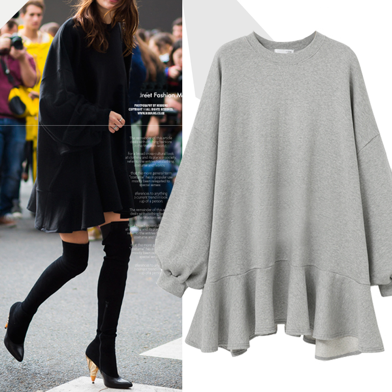 

Black Loose Nightgown for 2021 Autumn Winter Woman Clothes Vintage Kpop Dress Jmyz