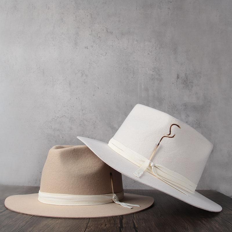 

100% Wool Women Men Fedora Hat With Match Wide Brim Jazz Hat, Black