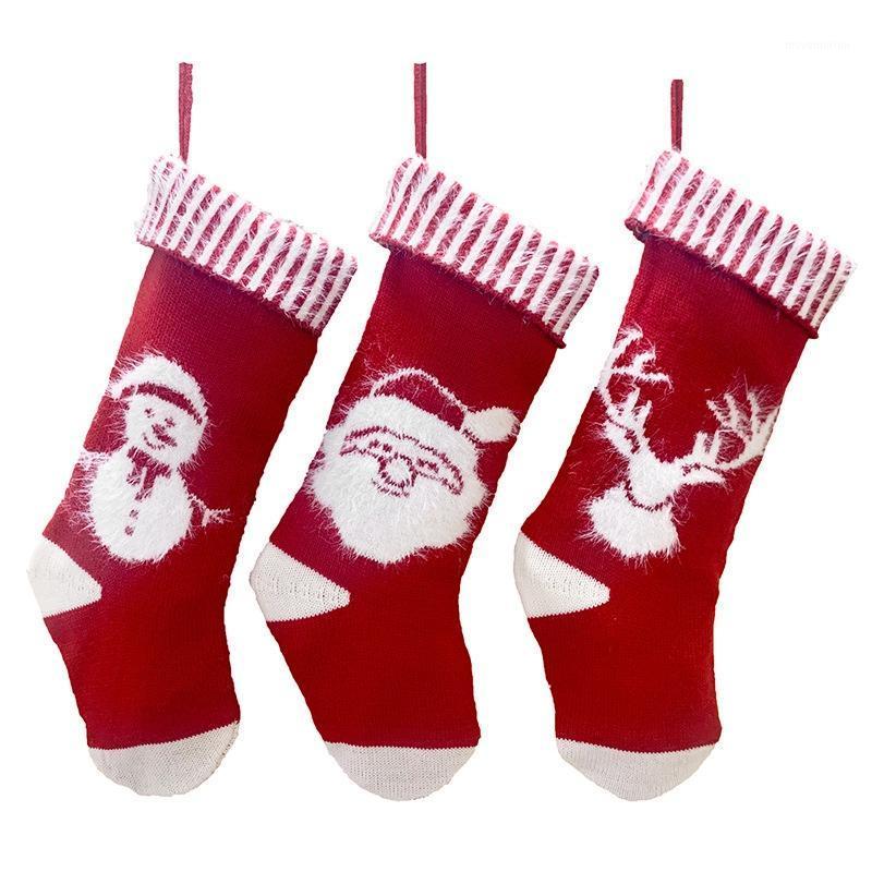 

3 Pcs Christmas Sock Christmas Decoration Santa Claus and Snowman and Elk for Party Decorations1