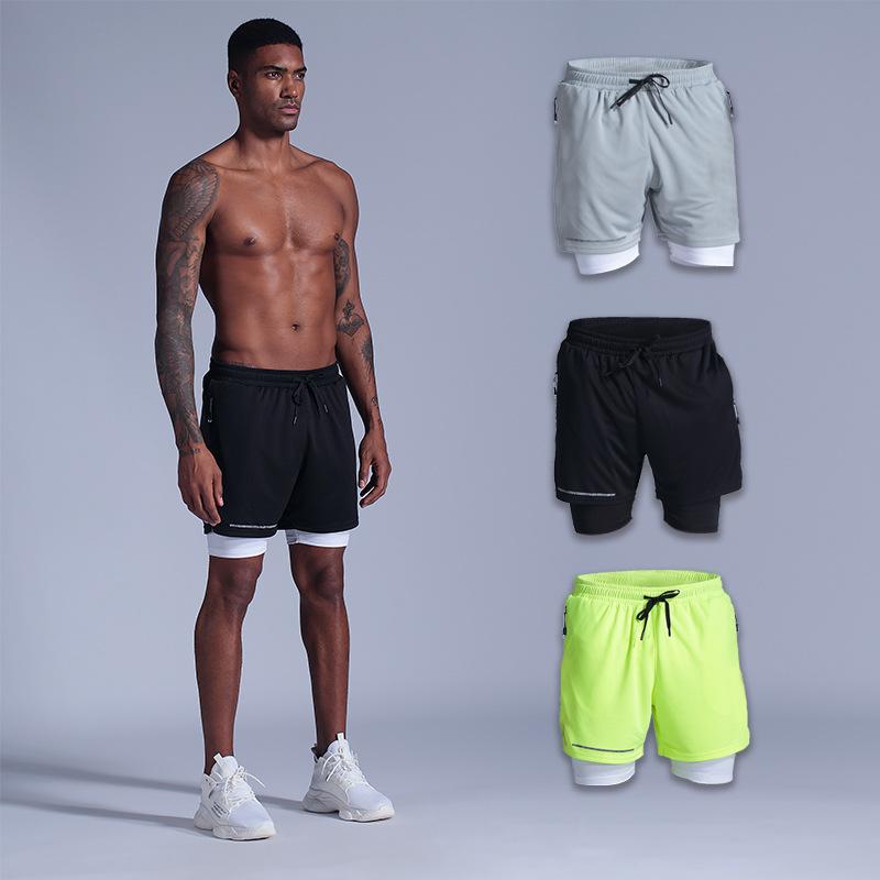 

Men Sports Quick-drying Breathable Running Double-layer Fitness Training Three-point Shorts Marathon Casual Basketball Shorts, B29d-4