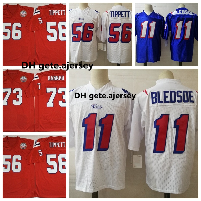 

Vintage New England Patriots Mens 11 Drew Bledsoe 56 Andre Tippett 73 John Hannah Home Red Football Jersey 56 Tippett Stitched Shirt, Black;red