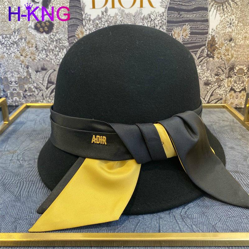 

Stingy Brim Hats Spring Winter Bowknot Wool Hat Japanese Style Fashion Elegant Retro Hepburn French Small Brimmed Top Women, White