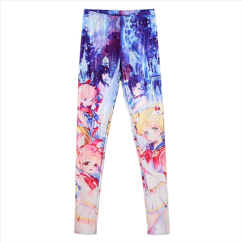 

elastic casual pants 3d digital printing sailor moon series pattern women leggings 7 sizes fitness clothing ing, Black