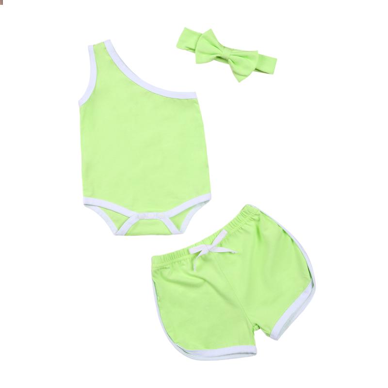 

Kids Girl Romper, Summer Shorts Suit, Sleeveless Slant Shoulder Casual Headband Lace Up Pants 3 Pieces, Blue