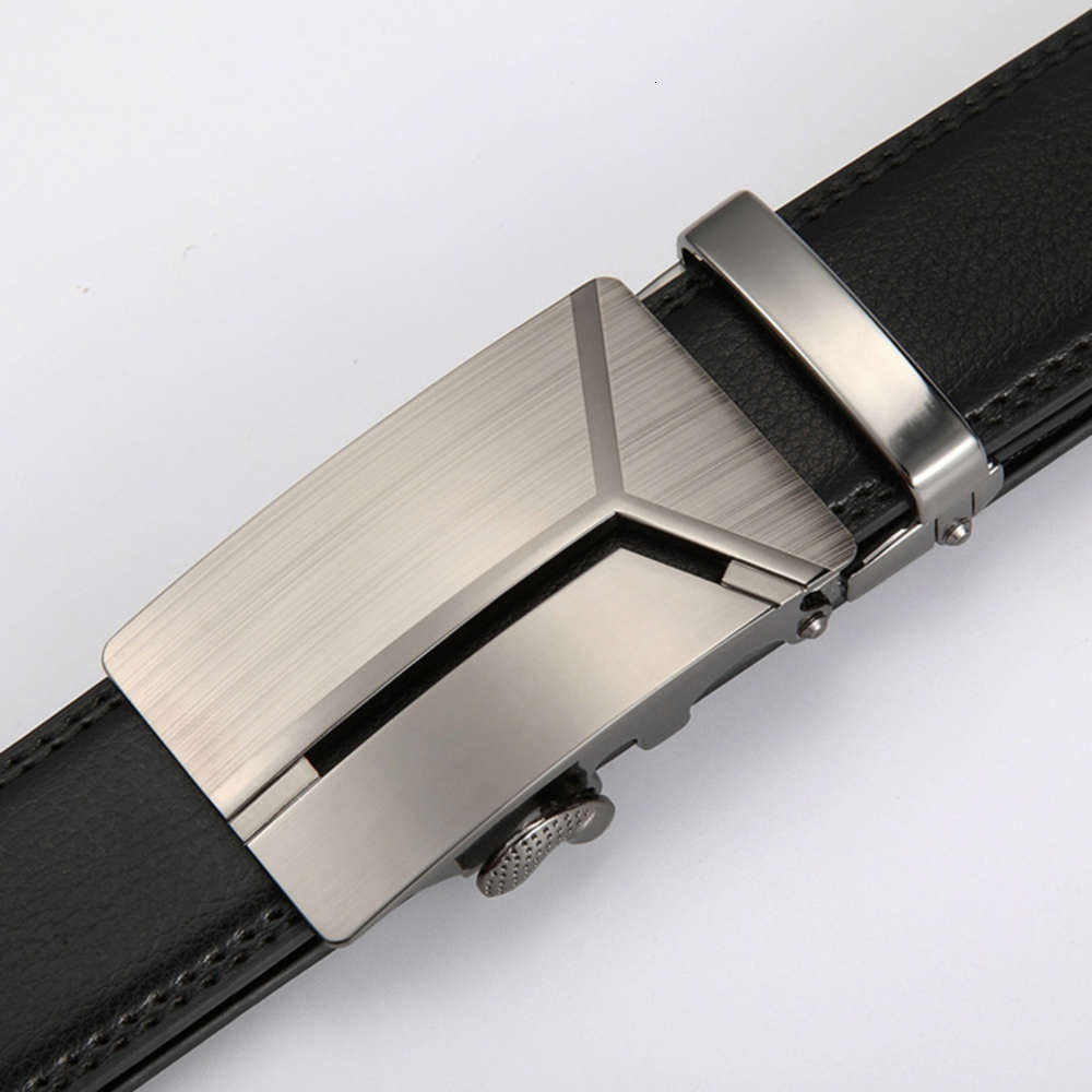 

Belt, men's leather, cow leather belt, men's automatic buckle, youth Korean leisure business belt, Black