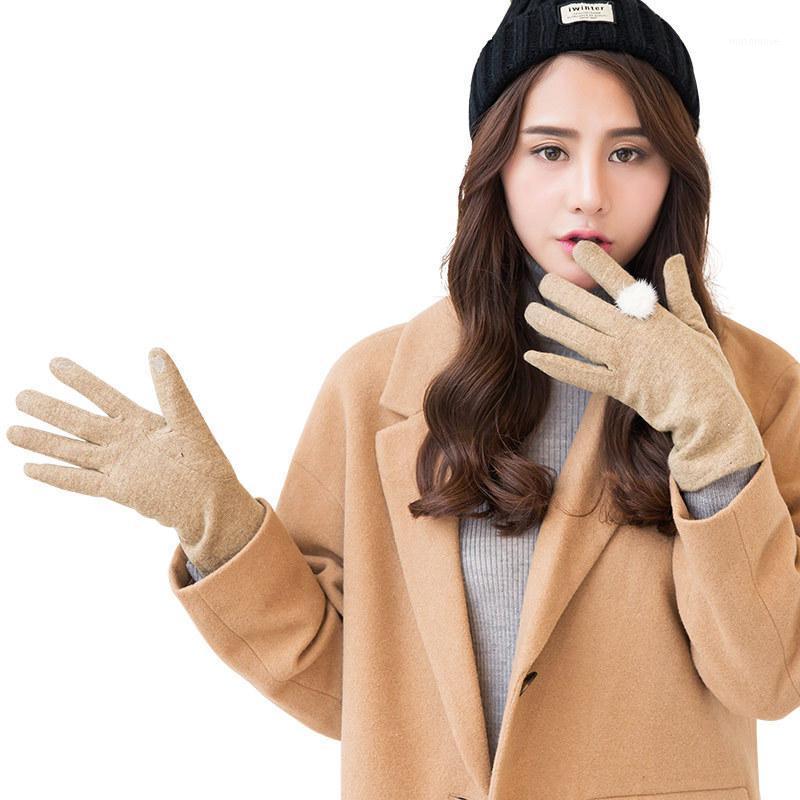 

Gloves for Women In Winter Korean Sheep Woolen Wool Plus Velvet Warm and Cute Wool Outdoor Driving Touch Screen Gloves1