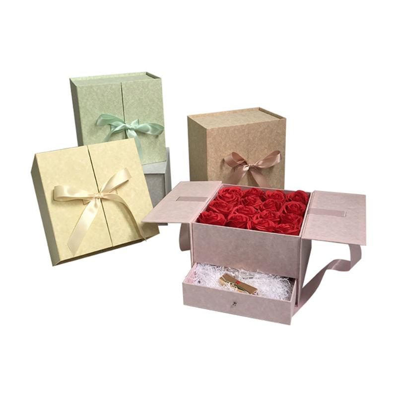 

New design square box two sides open include drawer gift box birthday/wedding party Valentine's Day gift pack 2pcs 10% OFF