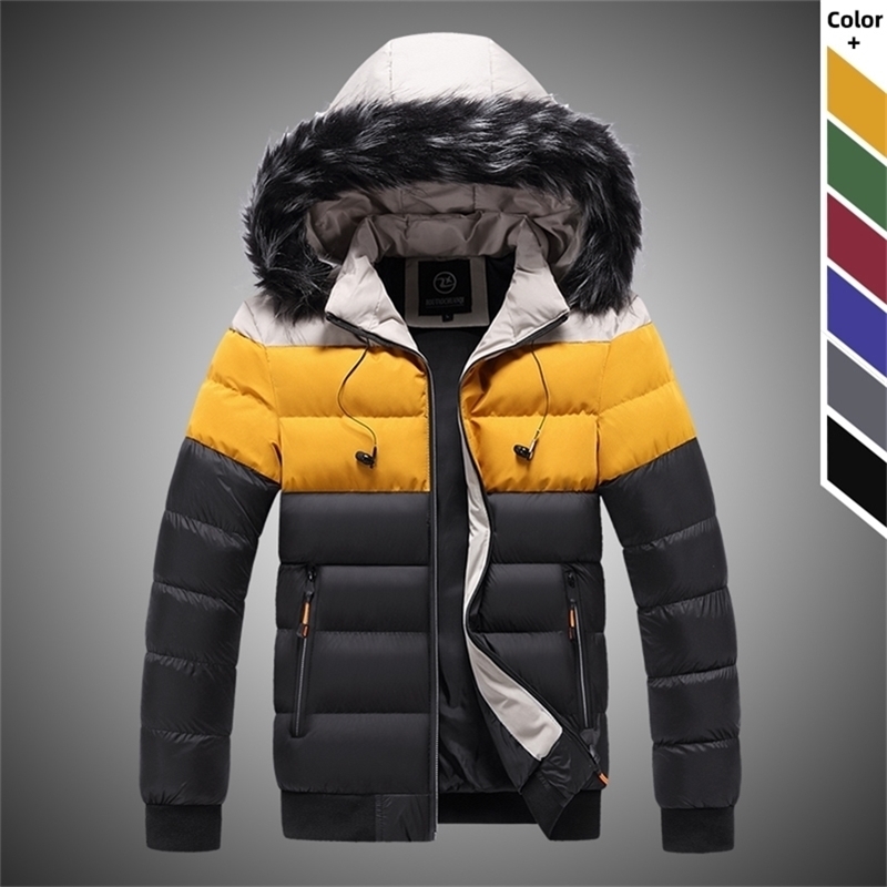 

Fashion Men Hooded Fur Collar Parkas Winter Men's Thick Warm Parkas Jackets Male Cotton Thermal Outdoor Windproof Outerwear 201114, Hq215 red